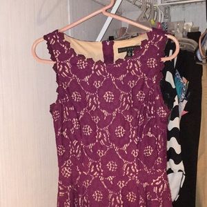 Purple/maroon and nude lace homecoming dress